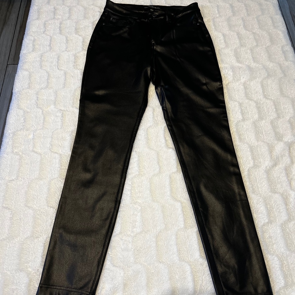 Guess Black Faux-Leather Pants Size 2